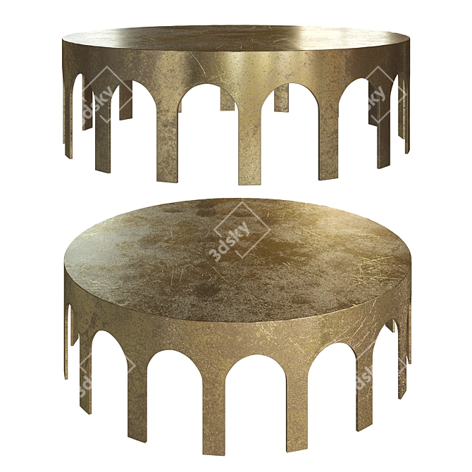  Handcrafted Brass Vintage Coffee Table 3D model image 3