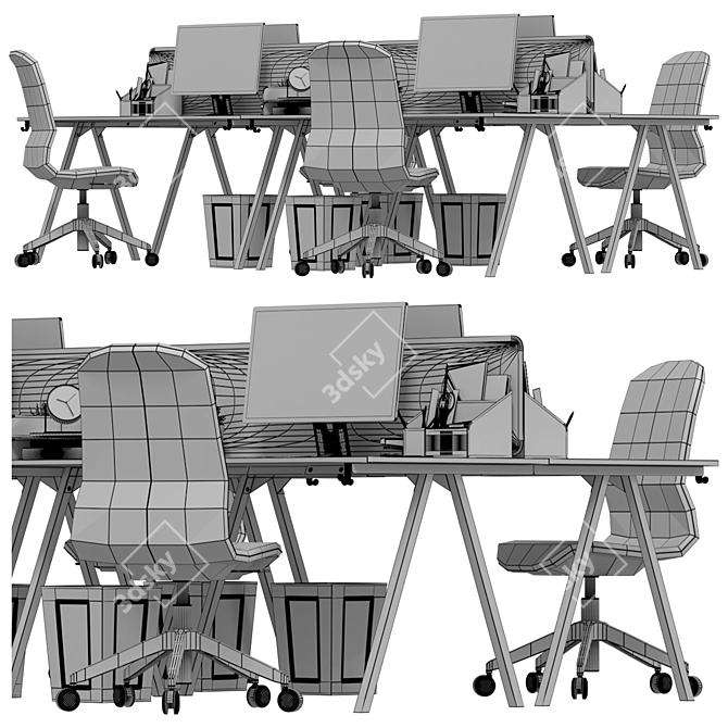 Modern Office Furniture Set 3D model image 6