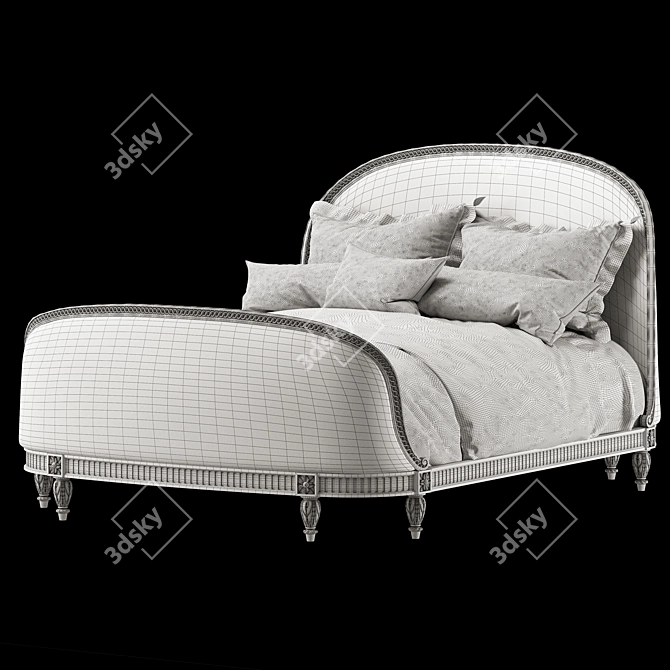 Exquisite Antique Louis XVI Bed 3D model image 2
