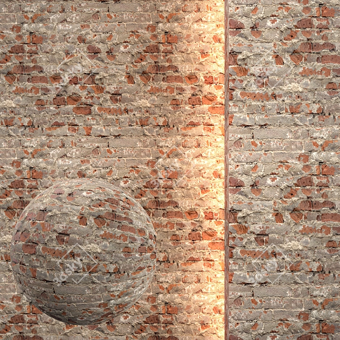 Seamless Textured Brick Material 3D model image 1