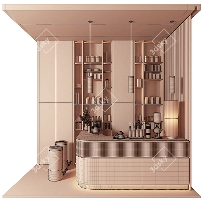 Modern Vray Coffee Bar Scene 3D model image 5