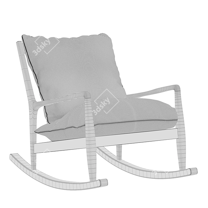 Dilma Linen Rocking Armchair 3D model image 4