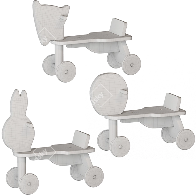 Kids Wooden Bicycle Collection 3D model image 5
