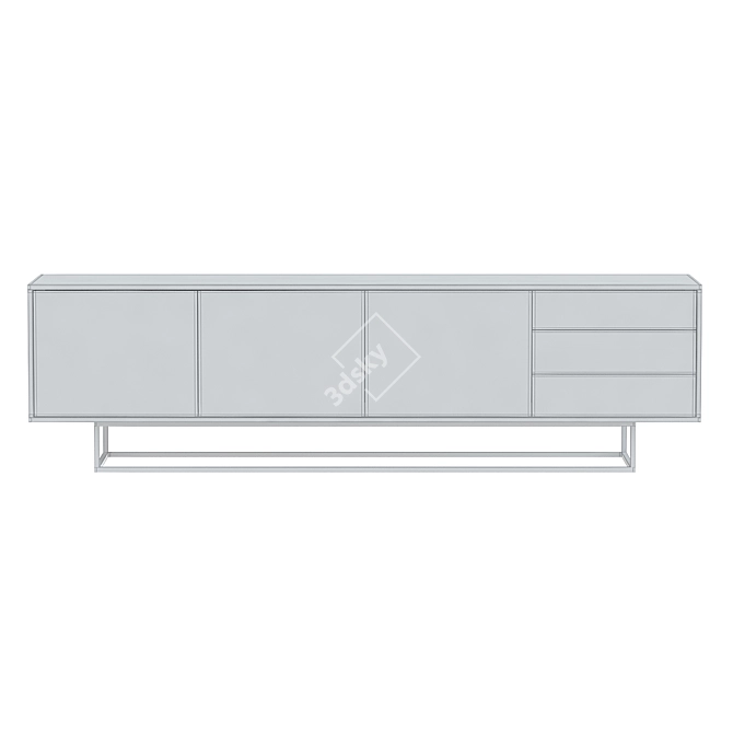 Walnut Midcentury Modern Sideboard 3D model image 2