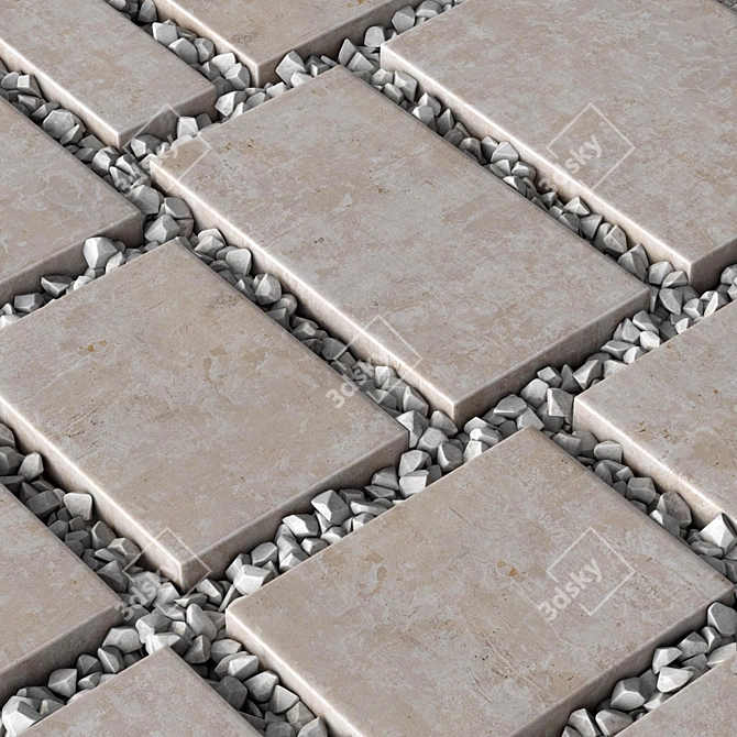 Pebble Paving Tiles 3D Model 3D model image 1