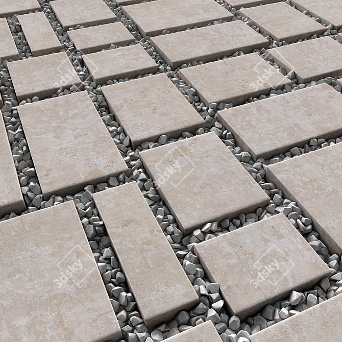 Pebble Paving Tiles 3D Model 3D model image 3