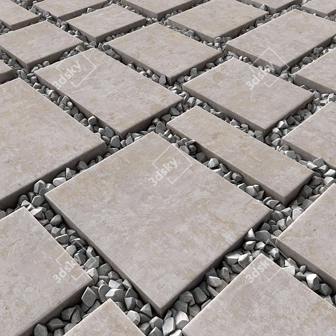 Pebble Paving Tiles 3D Model 3D model image 4