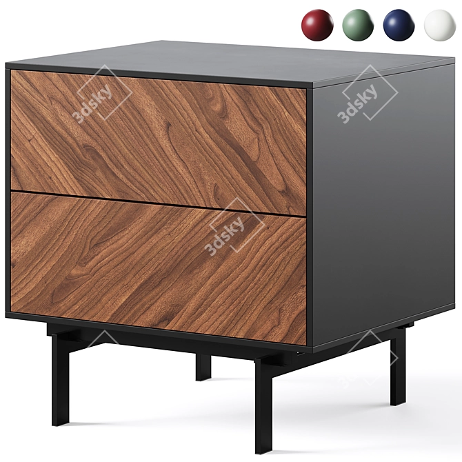 Sleek Bedside Table Duo 3D model image 1