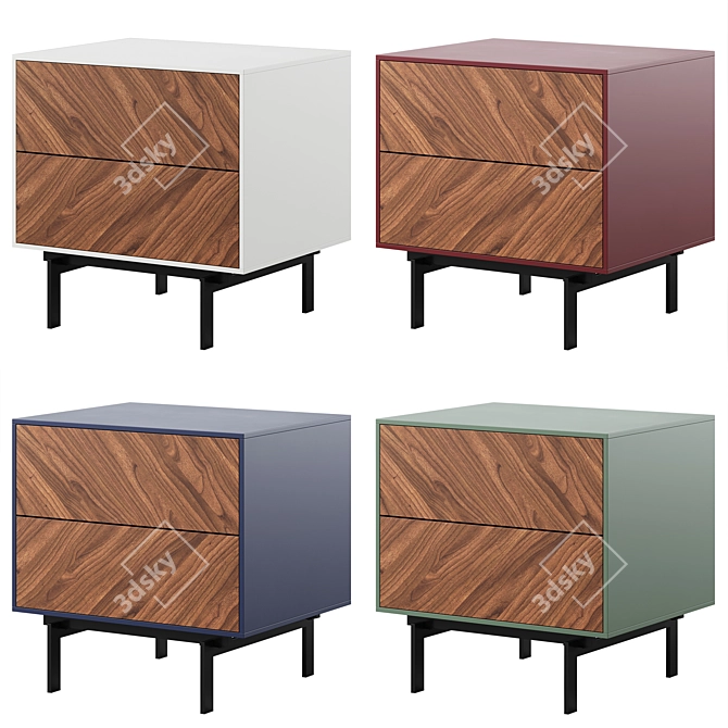 Sleek Bedside Table Duo 3D model image 2
