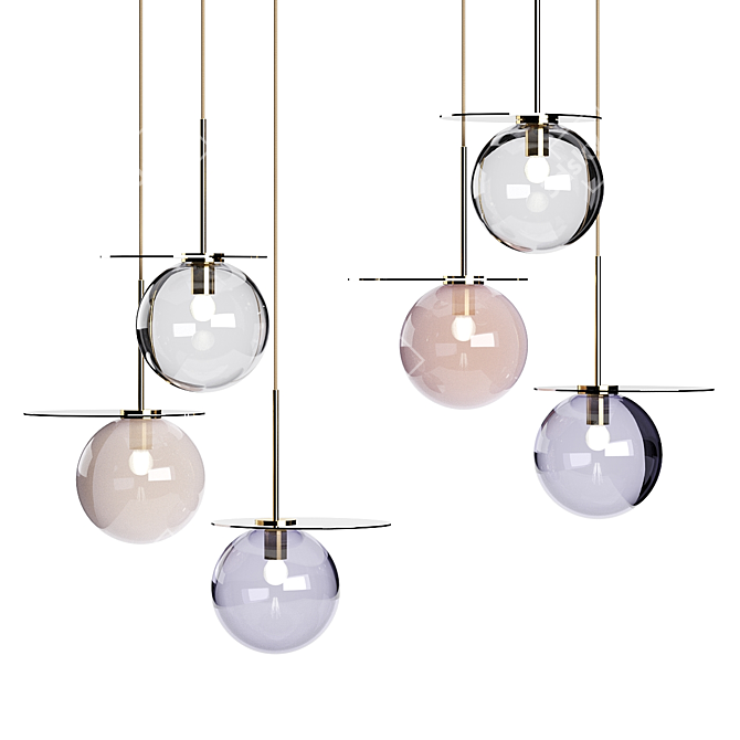 Handcrafted Underlay Glass Chandelier 3D model image 1