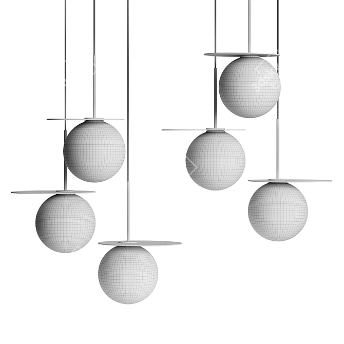 Handcrafted Underlay Glass Chandelier 3D model image 2