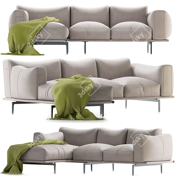  Luxe Leather Sectional Sofa 3D model image 1