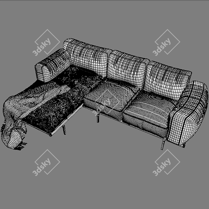  Luxe Leather Sectional Sofa 3D model image 4