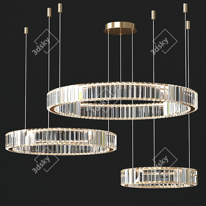 Elegant Roma Crystal Chandelier, Various Sizes 3D model image 1