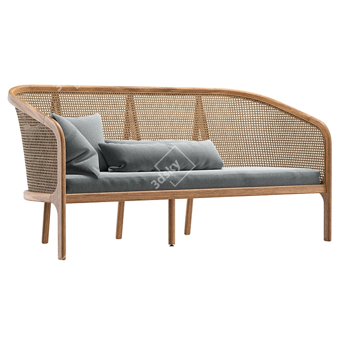 Boho Ash Rattan Cane Sofa 3D model image 1