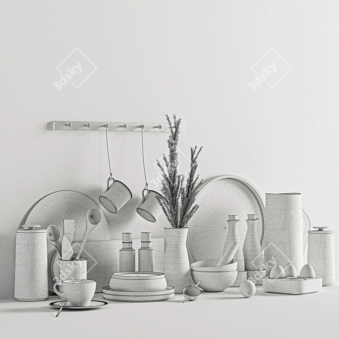 Modern Kitchen Accessories Set 3D model image 6