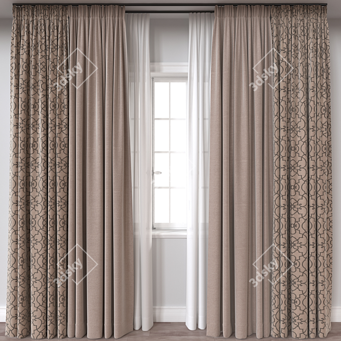 Versatile 3D Curtain Model 3D model image 1