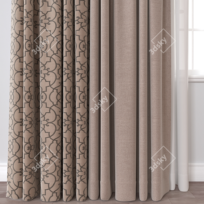 Versatile 3D Curtain Model 3D model image 2