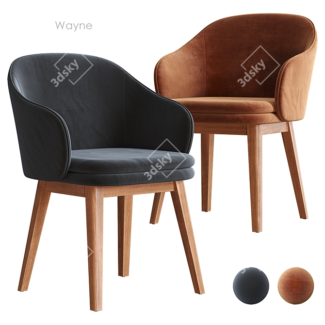 Wayne Arm Dining Chair, West Elm 3D model image 5