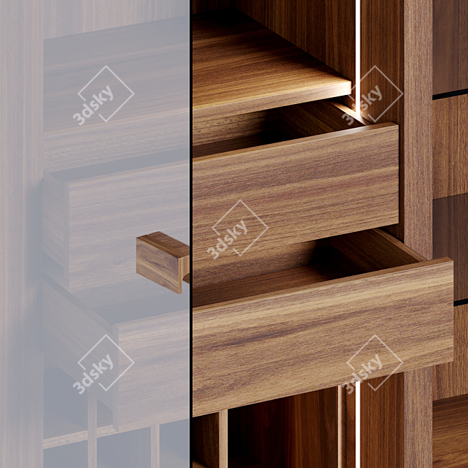 Modern Blockboard Storage Unit 3D model image 3