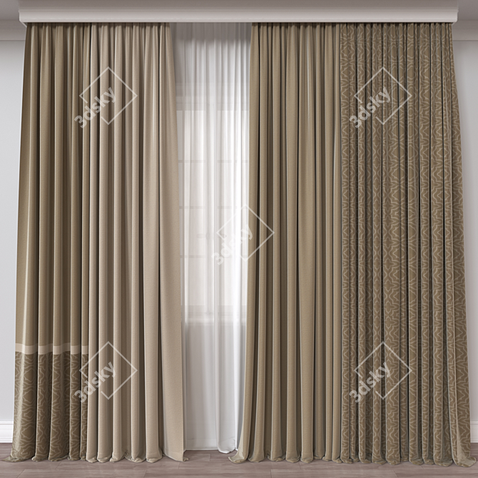 Russian Curtain 3D Model FBX 3D model image 1