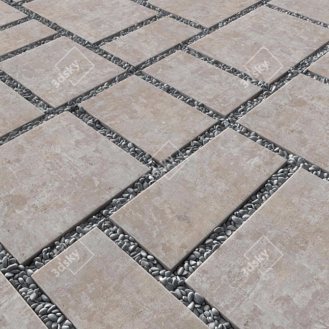 Smooth Pebble Paving Tiles 3D 3D model image 1