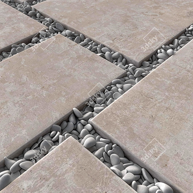 Smooth Pebble Paving Tiles 3D 3D model image 2