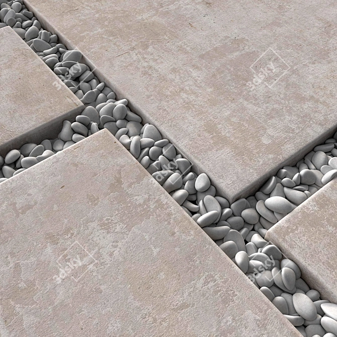 Smooth Pebble Paving Tiles 3D 3D model image 3