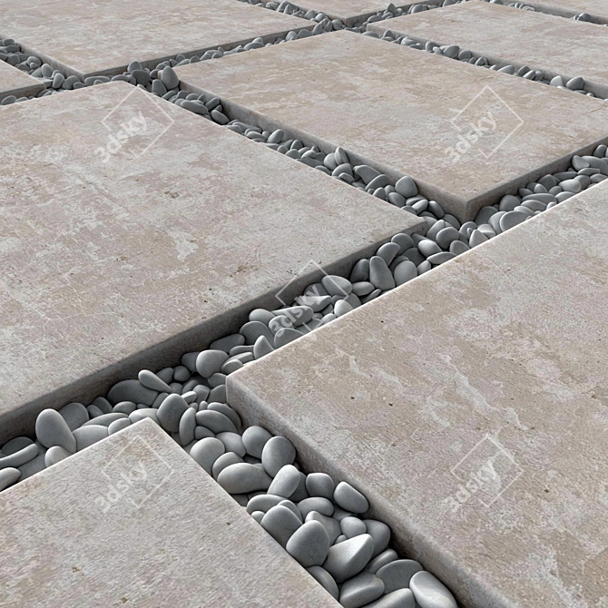 Smooth Pebble Paving Tiles 3D 3D model image 4