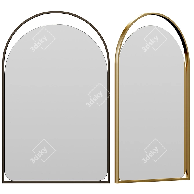 Modern Steel Framed Wall Mirror 3D model image 1