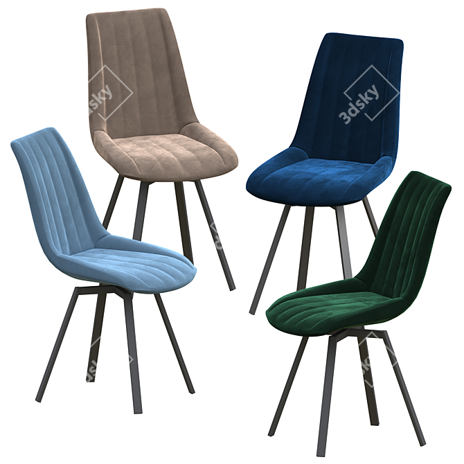 Modern Light Grey Dining Chair 3D model image 2