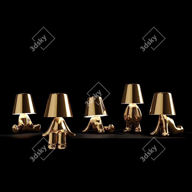 Qeeboo GOLDEN BROTHERS Character Table Lamps 3D model image 2