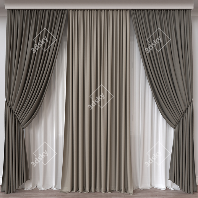 Modern Curtain 3D Model poly 100825 3D model image 1