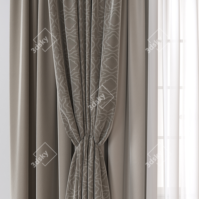 Modern 3D Curtain Model 3D model image 2
