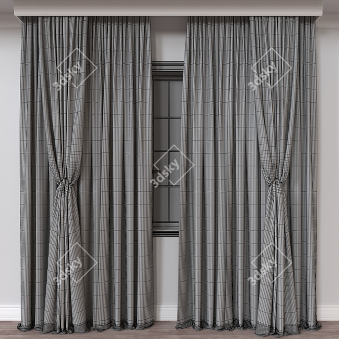 Modern 3D Curtain Model 3D model image 4