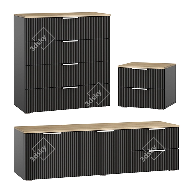 Ensson Furniture Collection in Velour( Santiago) & Graphite 3D model image 1