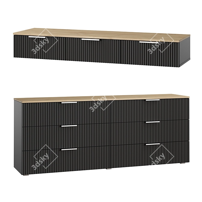Ensson Furniture Collection in Velour( Santiago) & Graphite 3D model image 2