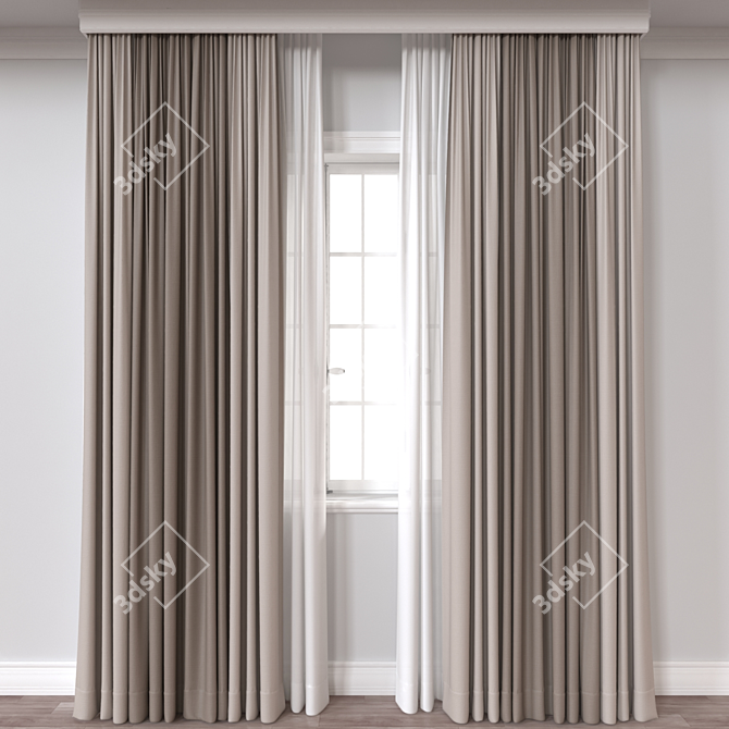 Render-ready Curtain A210, Various Exports 3D model image 1