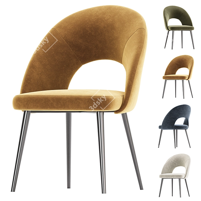 Elegant Green Velvet Chair Mael 3D model image 4