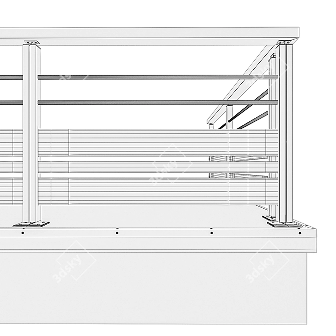 Wood Cable Expandable Railing 3D model image 3