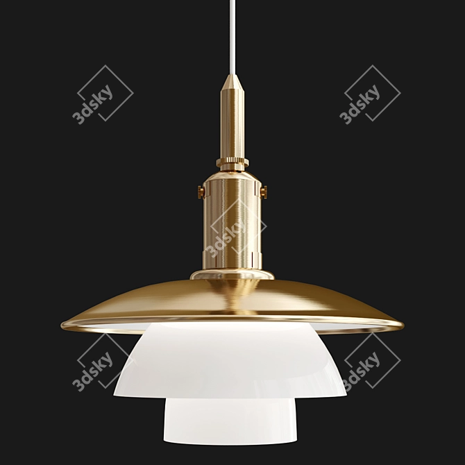 Opal Glass Brass Pendant Lamp 3D model image 3