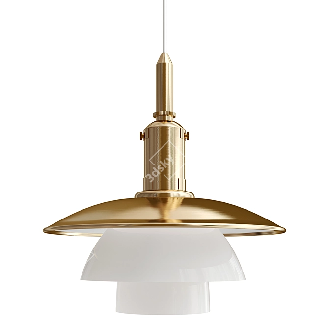 Opal Glass Brass Pendant Lamp 3D model image 1