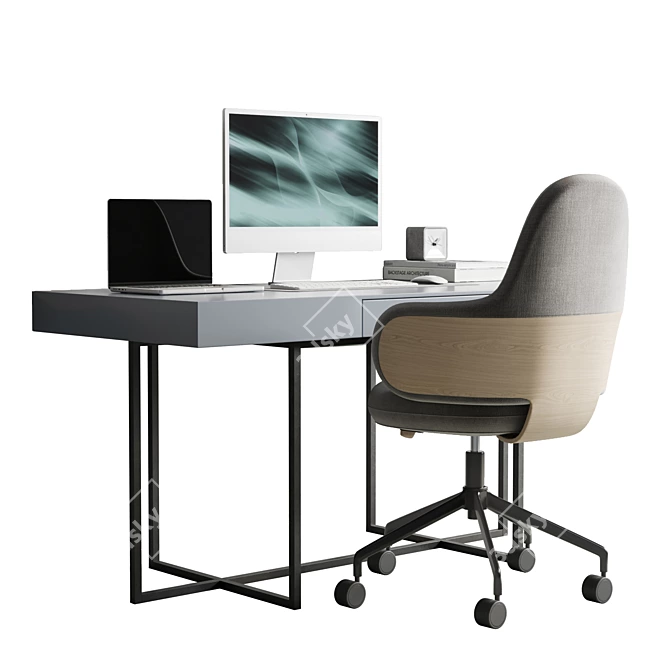 Modern Office Furniture Set 02 3D model image 2