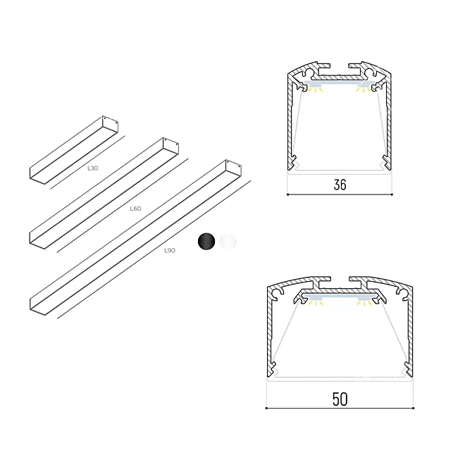 White Wings Light Profile with Reflector 3D model image 2