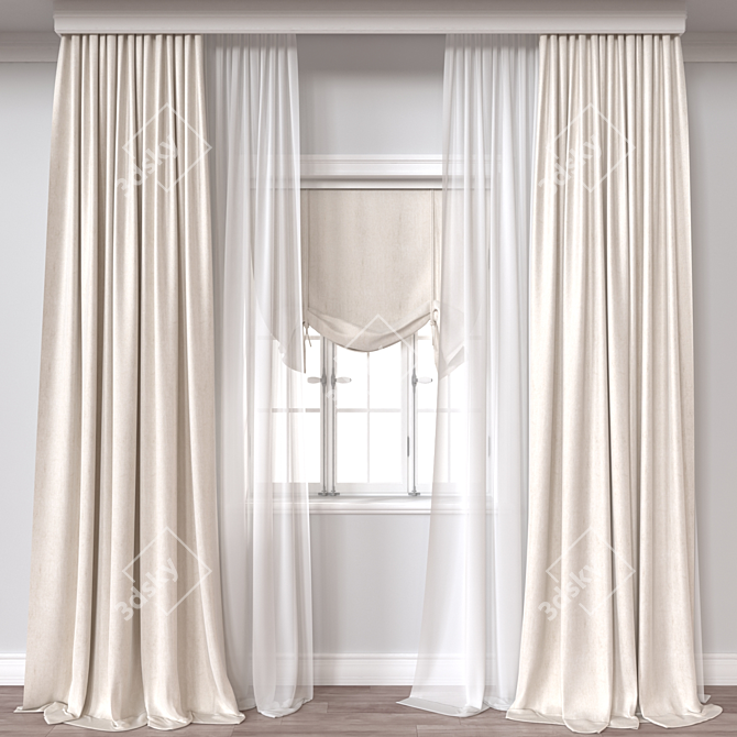 Versatile 3D Curtain Model 3D model image 1