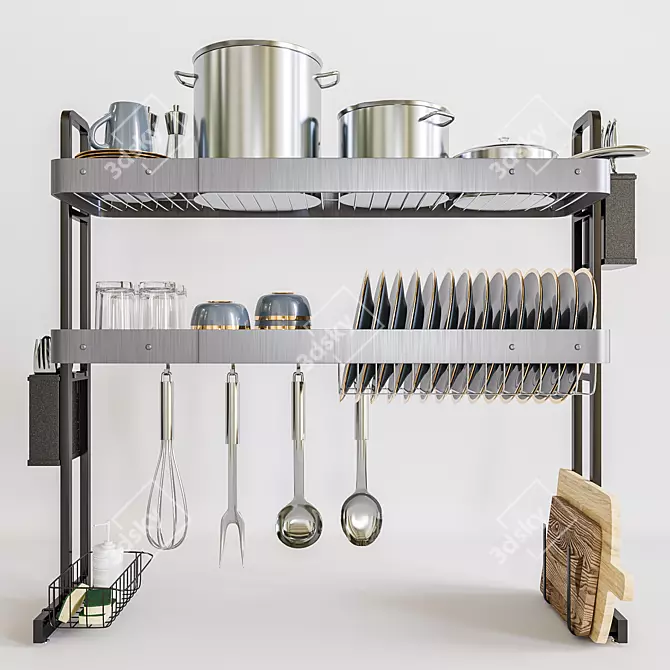 Modular Dish Drying Rack Kit 3D model image 1