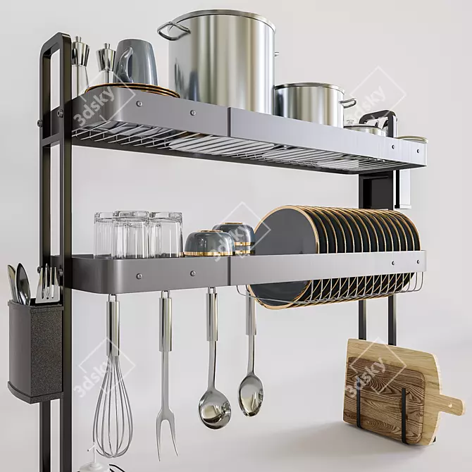 Modular Dish Drying Rack Kit 3D model image 2