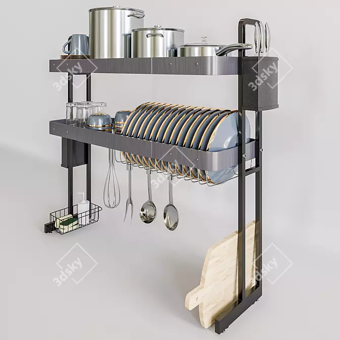 Modular Dish Drying Rack Kit 3D model image 3