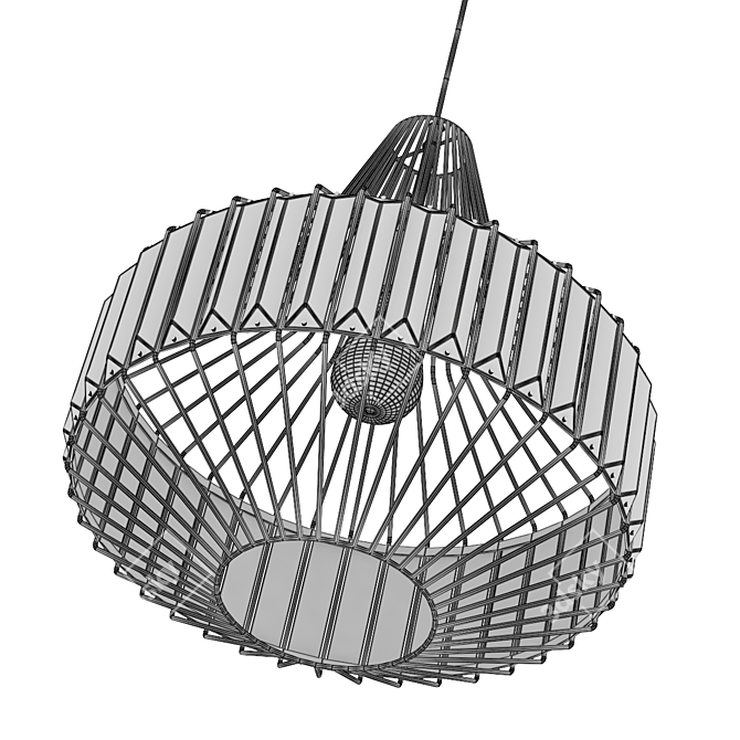 Steel Grid Glass Pendant Light 3D model image 4