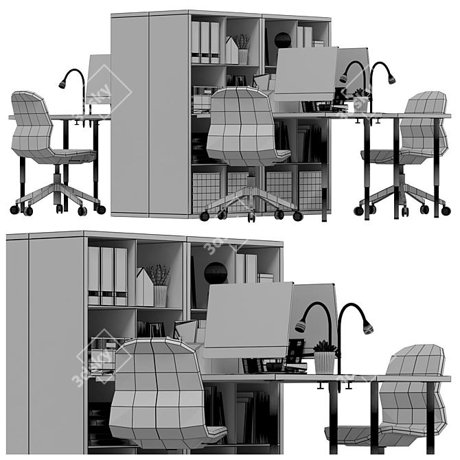Modern Office Workspace Package 3D model image 6